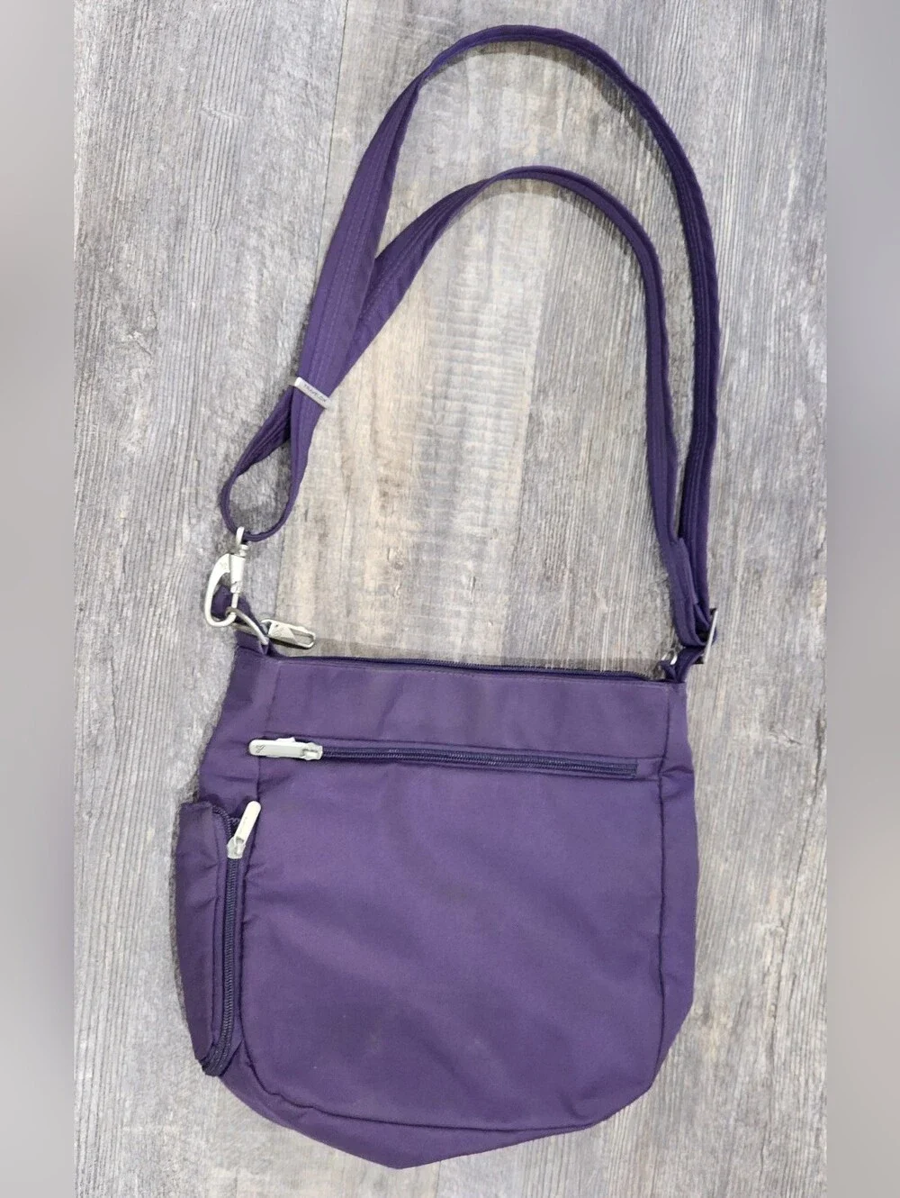 TRAVELON | Anti-Theft Classic North/South Crossbody Shoulder Bag  L| Purple - Picture 2 of 11